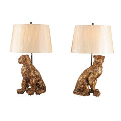 Astonishing Pair of Welded Steel Panthers as Custom Lamps