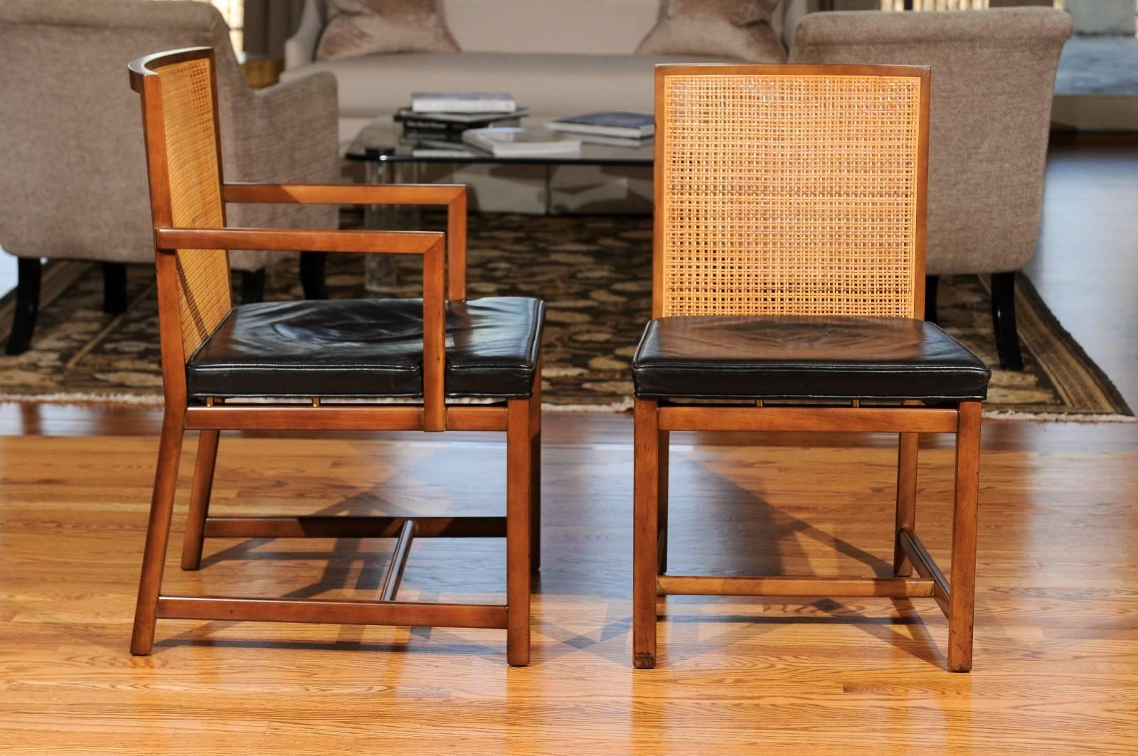 Mid-20th Century Restored Set of 6 Cane Dining Chairs by Michael Taylor for Baker