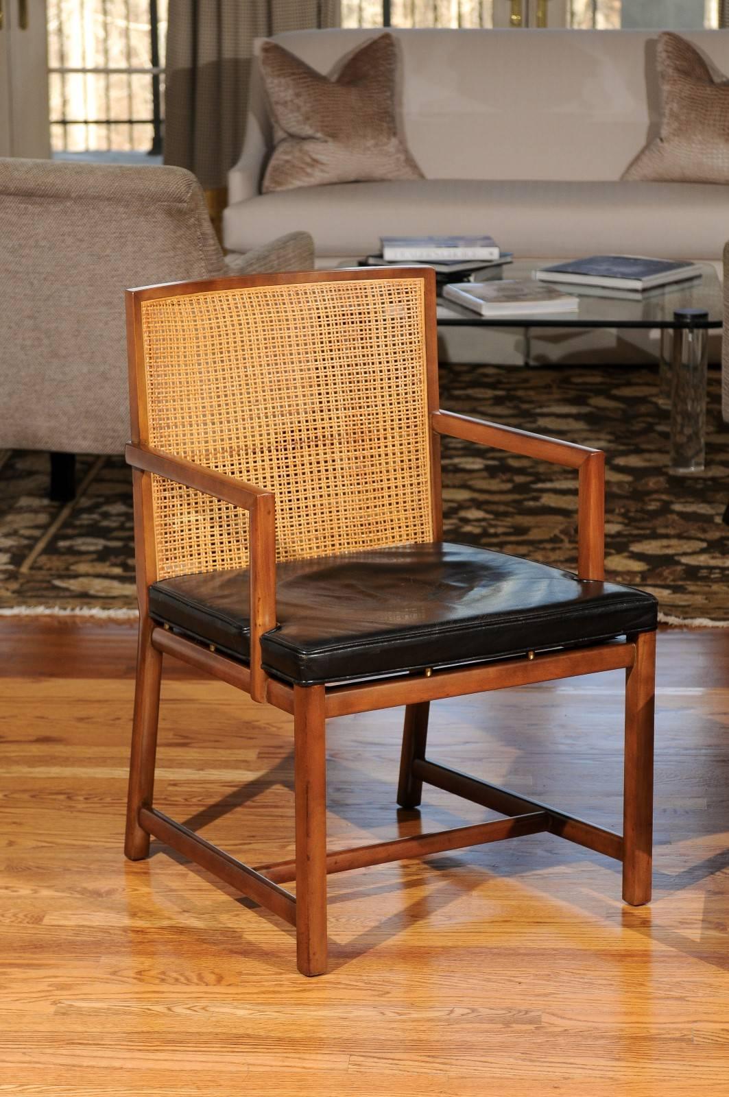 Restored Set of 6 Cane Dining Chairs by Michael Taylor for Baker 2