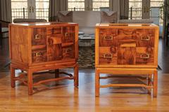 Breathtaking Pair of Parquetry Commodes by Ray See