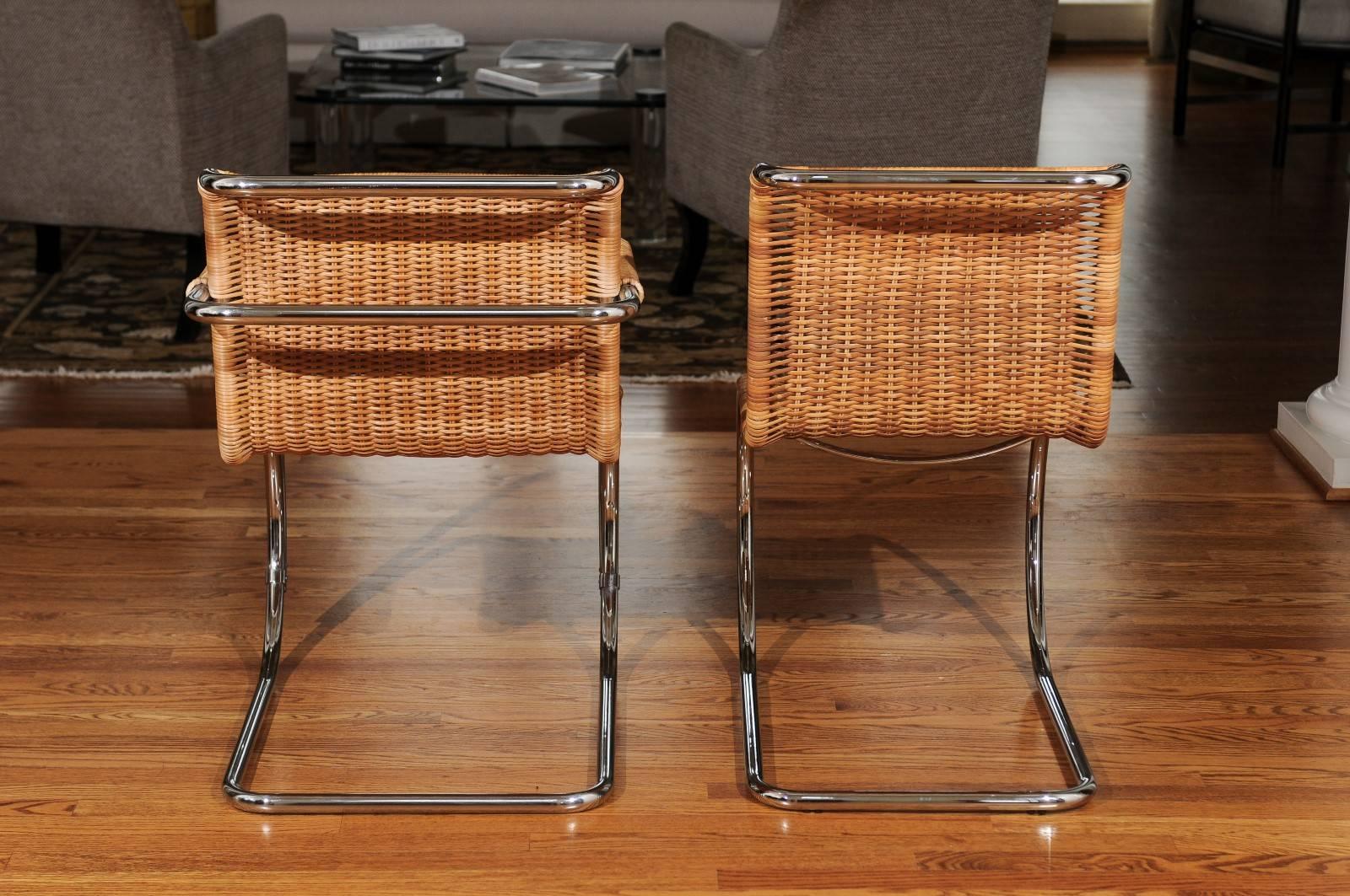 rattan and chrome dining chairs