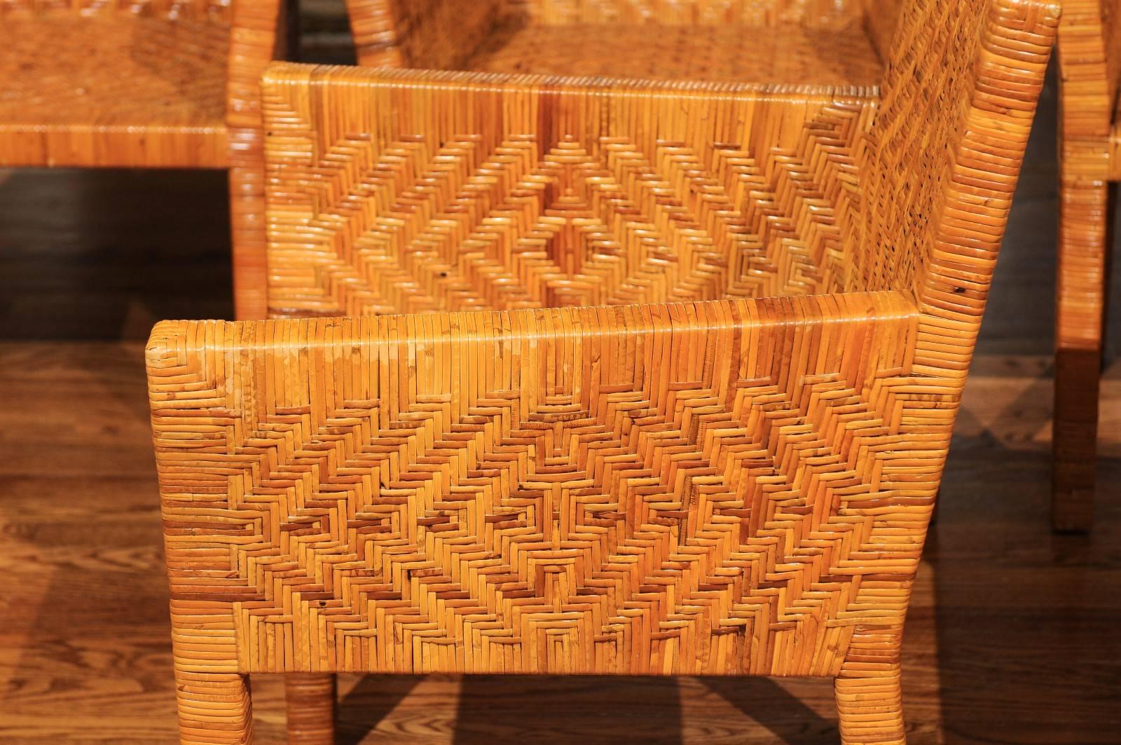 Rattan Outstanding Restored Set of Six Cane Chairs in the Style of Jean-Michel Frank