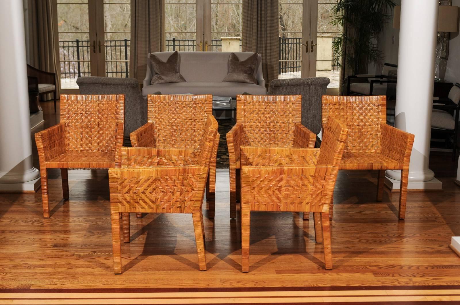 Unknown Outstanding Restored Set of Six Cane Chairs in the Style of Jean-Michel Frank