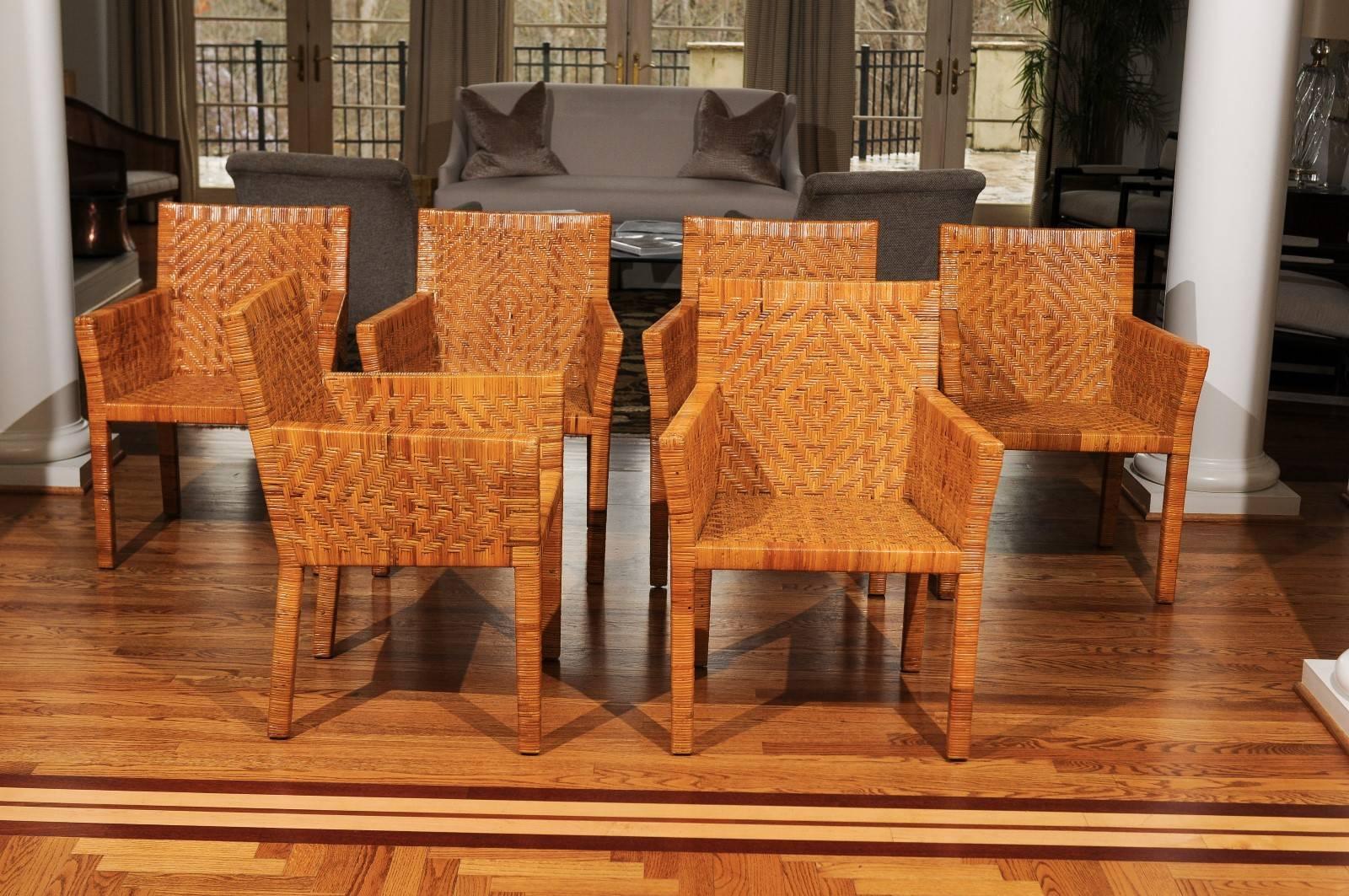 Late 20th Century Outstanding Restored Set of Six Cane Chairs in the Style of Jean-Michel Frank