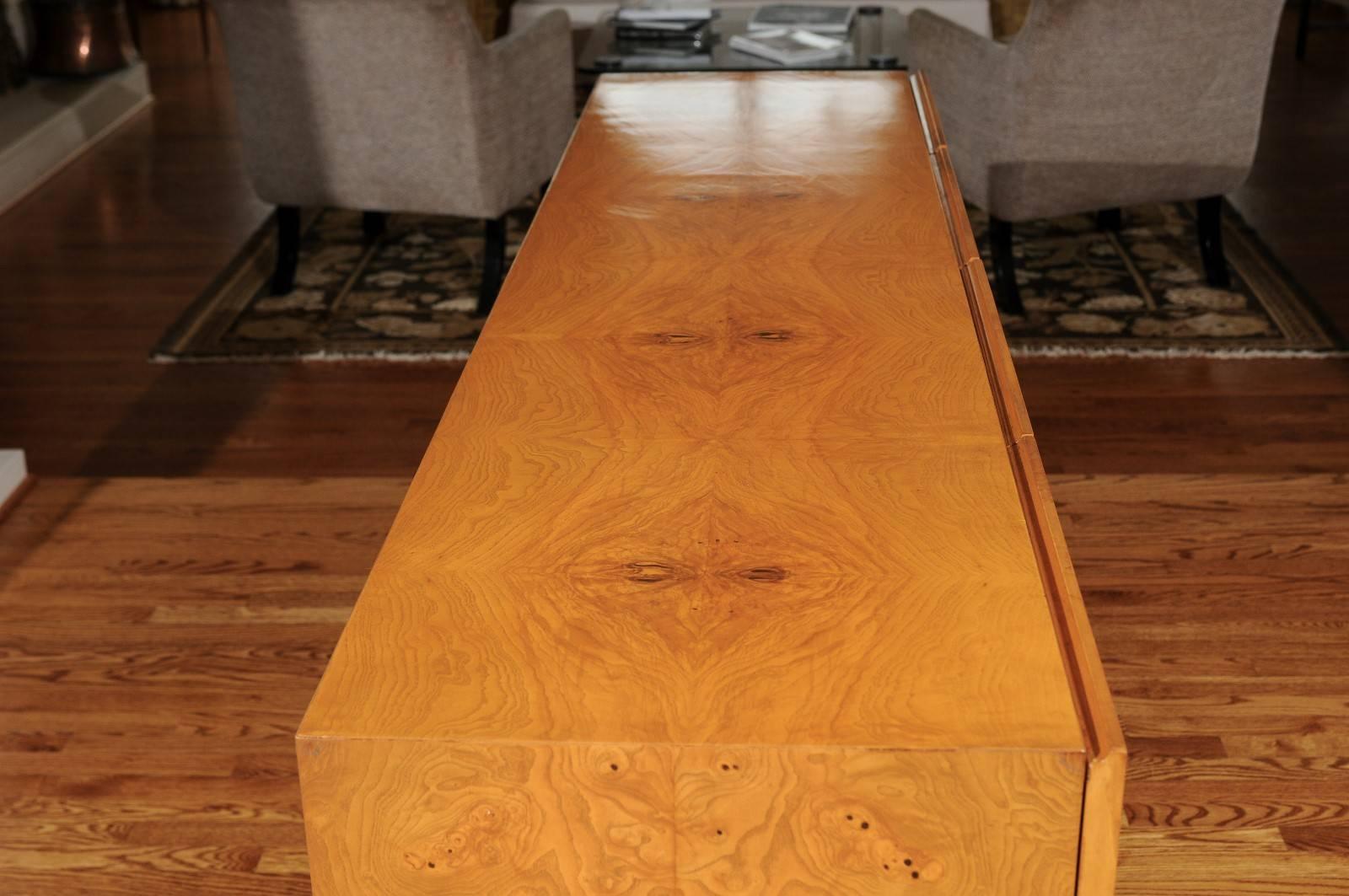 Late 20th Century Exemplary Bookmatched Olivewood Credenza by Milo Baughman for Thayer Coggin