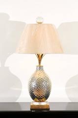 Brilliant Pair of Blown Mercury Glass Vessels as Large-Scale Custom Lamps