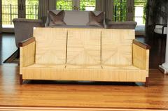 Superb Mahogany and Wicker Sofa by John Hutton for Donghia