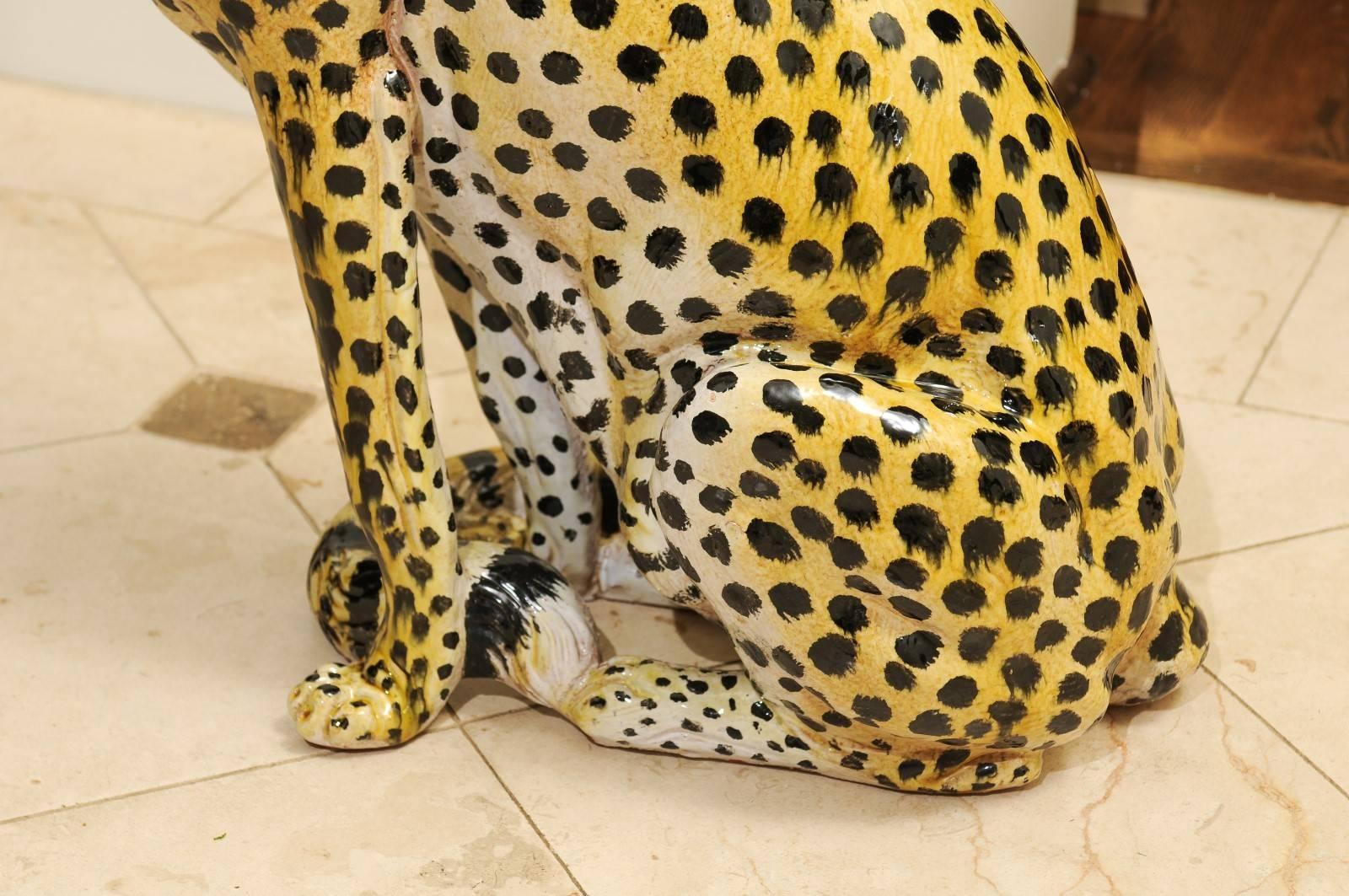 Mid-Century Modern Jaw-Dropping Vintage Italian Terracotta Cheetah
