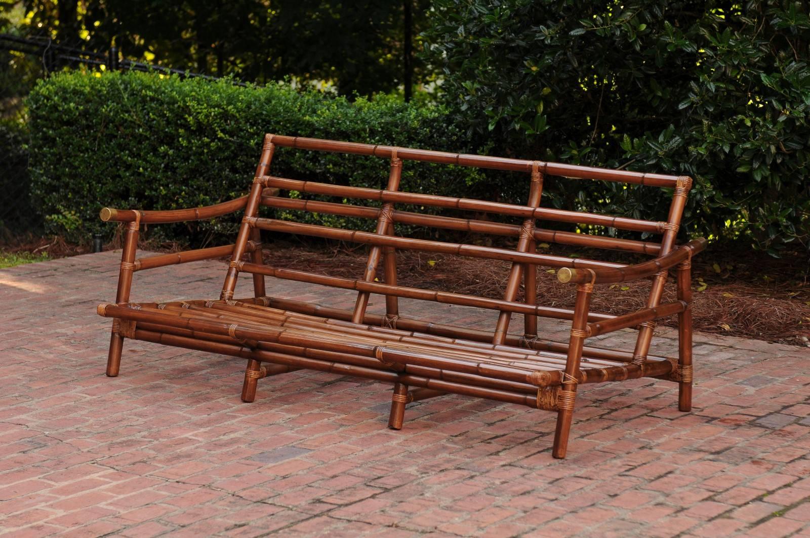 Fabulous Restored Custom-Commissioned Rattan Sofa in the Style of John Wisner For Sale 3