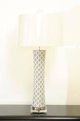 Graphic Pair of Large-Scale Hand-Painted Ceramic Vessels as Custom-Made Lamps