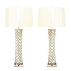 Graphic Pair of Large-Scale Hand-Painted Ceramic Vessels as Custom-Made Lamps 11