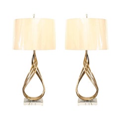 Stellar Restored Pair of Iconic Brass Flame Lamps by Chapman, circa 1993
