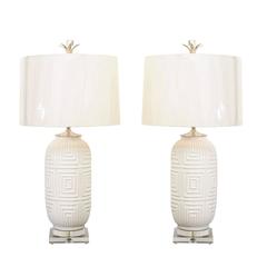 Remarkable Pair of Large-Scale Geometric Ceramic Lamps 10