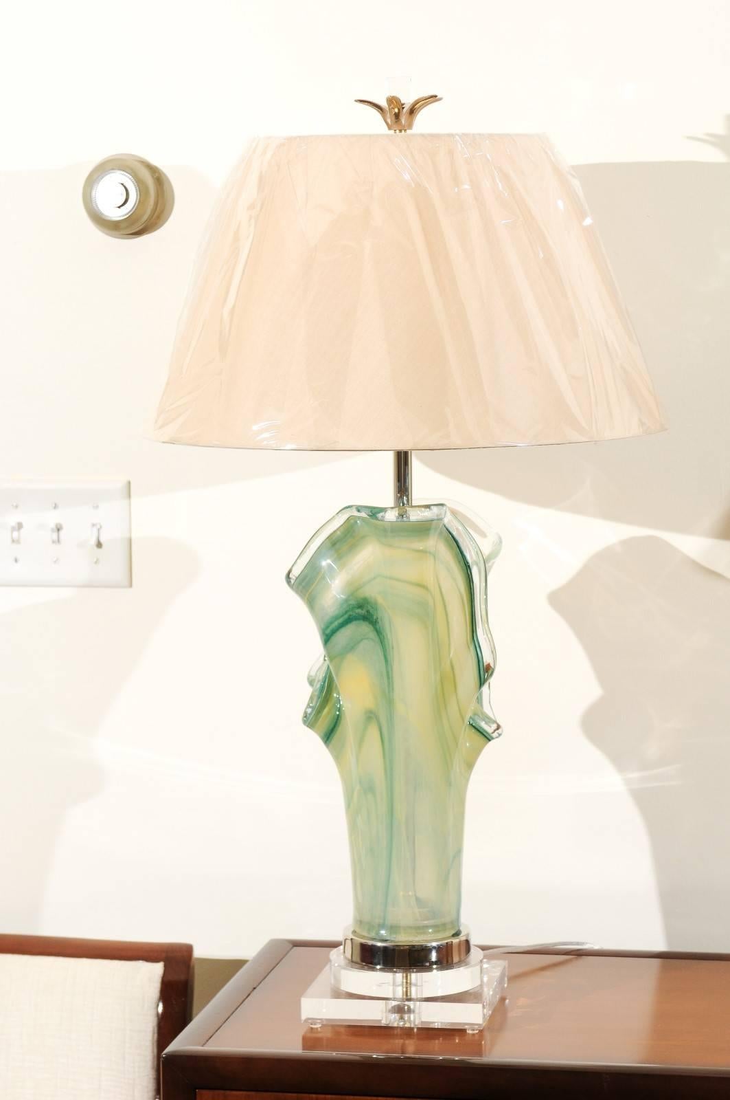 Modern Phenomenal Pair of Custom-Made Murano Lamps For Sale