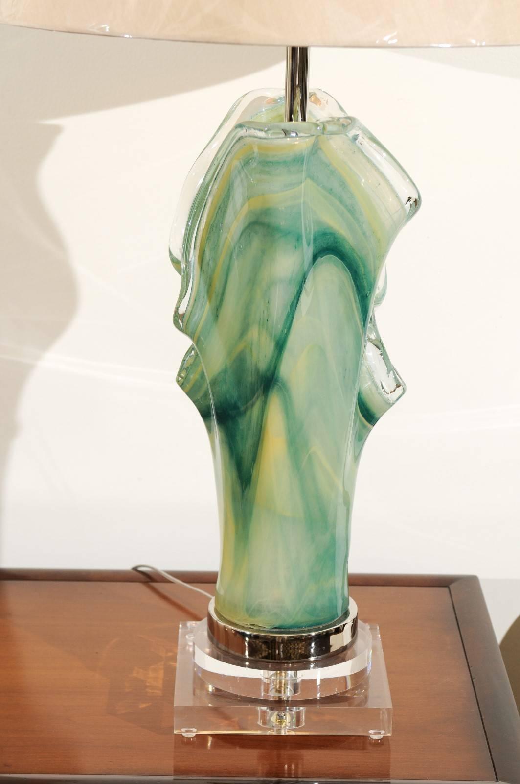 Phenomenal Pair of Custom-Made Murano Lamps For Sale 2