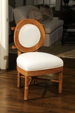 Stunning Restored Set of Eight Bamboo Dining Chairs with Exquisite Back Detail