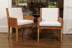 Stunning Restored Pair of Large-Scale Vintage Cane Armchairs, circa 1975
