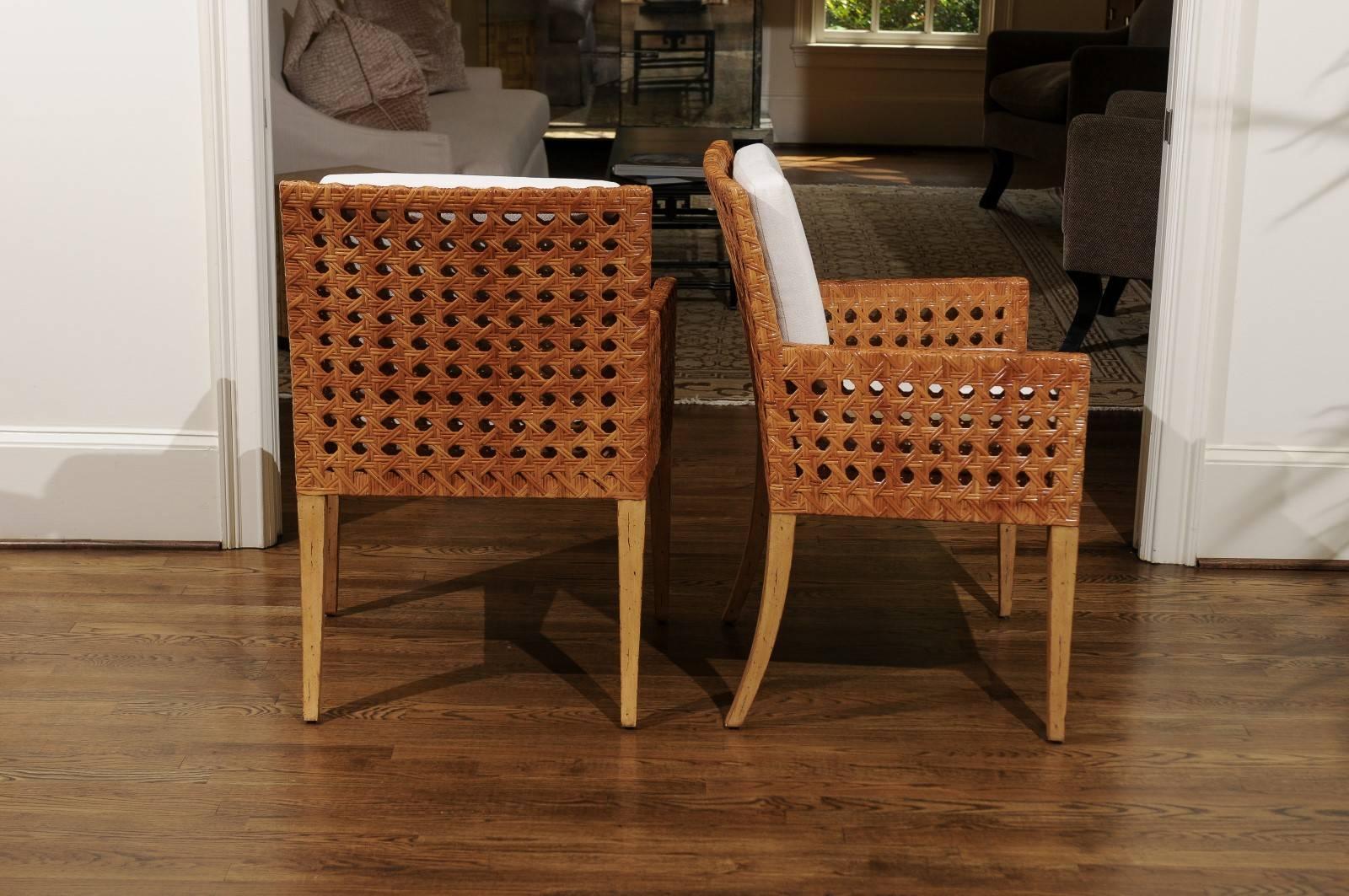 Stunning Restored Pair of Large-Scale Vintage Cane Armchairs, circa 1975 In Excellent Condition For Sale In Atlanta, GA