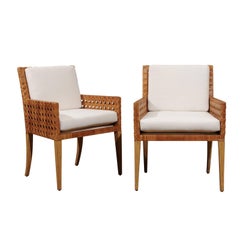 Stunning Restored Pair of Large-Scale Vintage Cane Armchairs, circa 1975