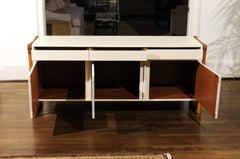 Exceptional Restored Basketweave Raffia and Rattan Credenza, circa 1970