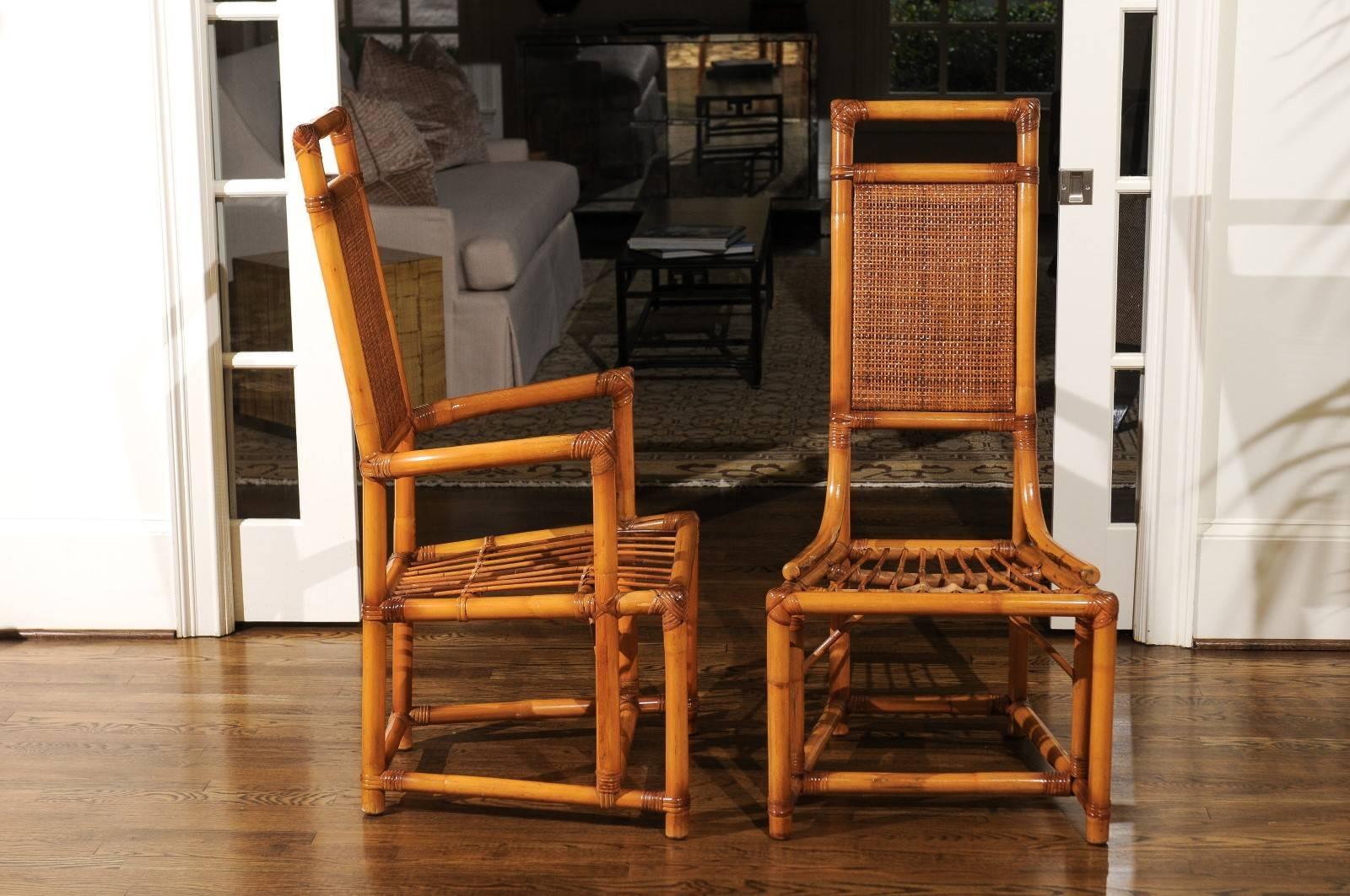 Cane Elegant Restored Set of Twelve Throne Dining Chairs by Willow and Reed