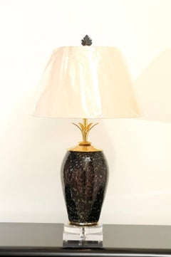 Exceptional Pair of Italian Granite Style Blown Glass Vases as Custom Lamps