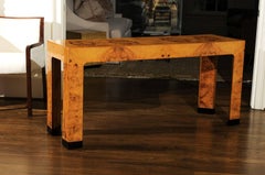 Magnificent Restored Bookmatched Burl Olivewood Console Table, circa 1975