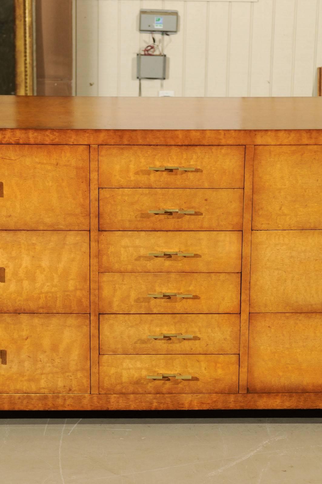 Mid-Century Modern Exquisite Greek Key Chest in African Mahogany by John Stuart, circa 1960 For Sale