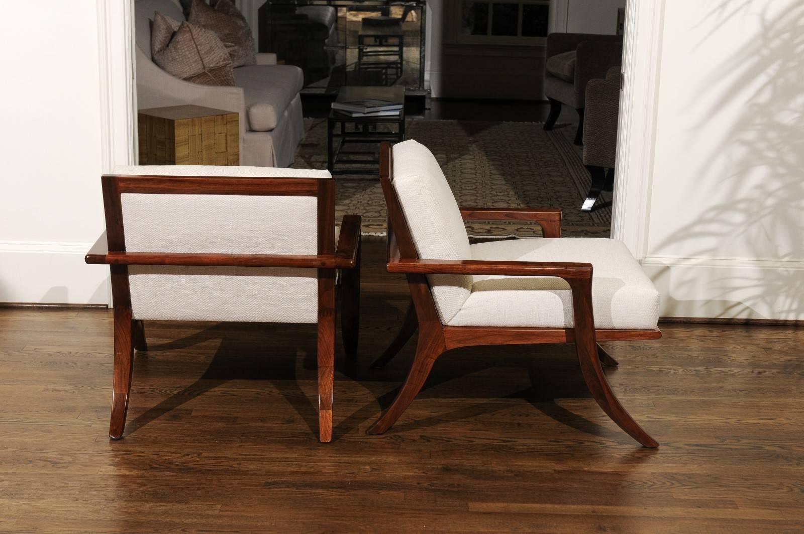 Breathtaking Restored Pair of Custom Klismos Loungers in Black Walnut In Excellent Condition In Atlanta, GA