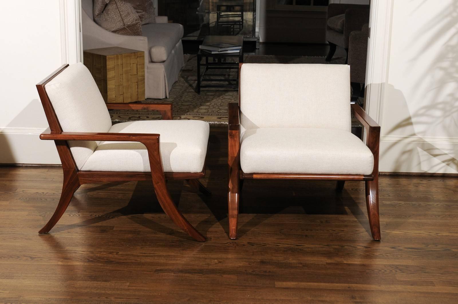 Breathtaking Restored Pair of Custom Klismos Loungers in Black Walnut 4