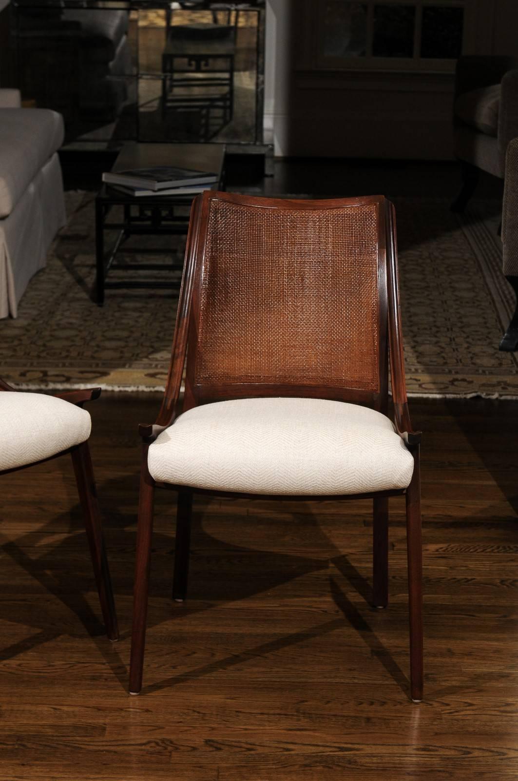 Exquisite Set of Eight Cane Chairs by John Kapel for Glenn of California In Excellent Condition In Atlanta, GA