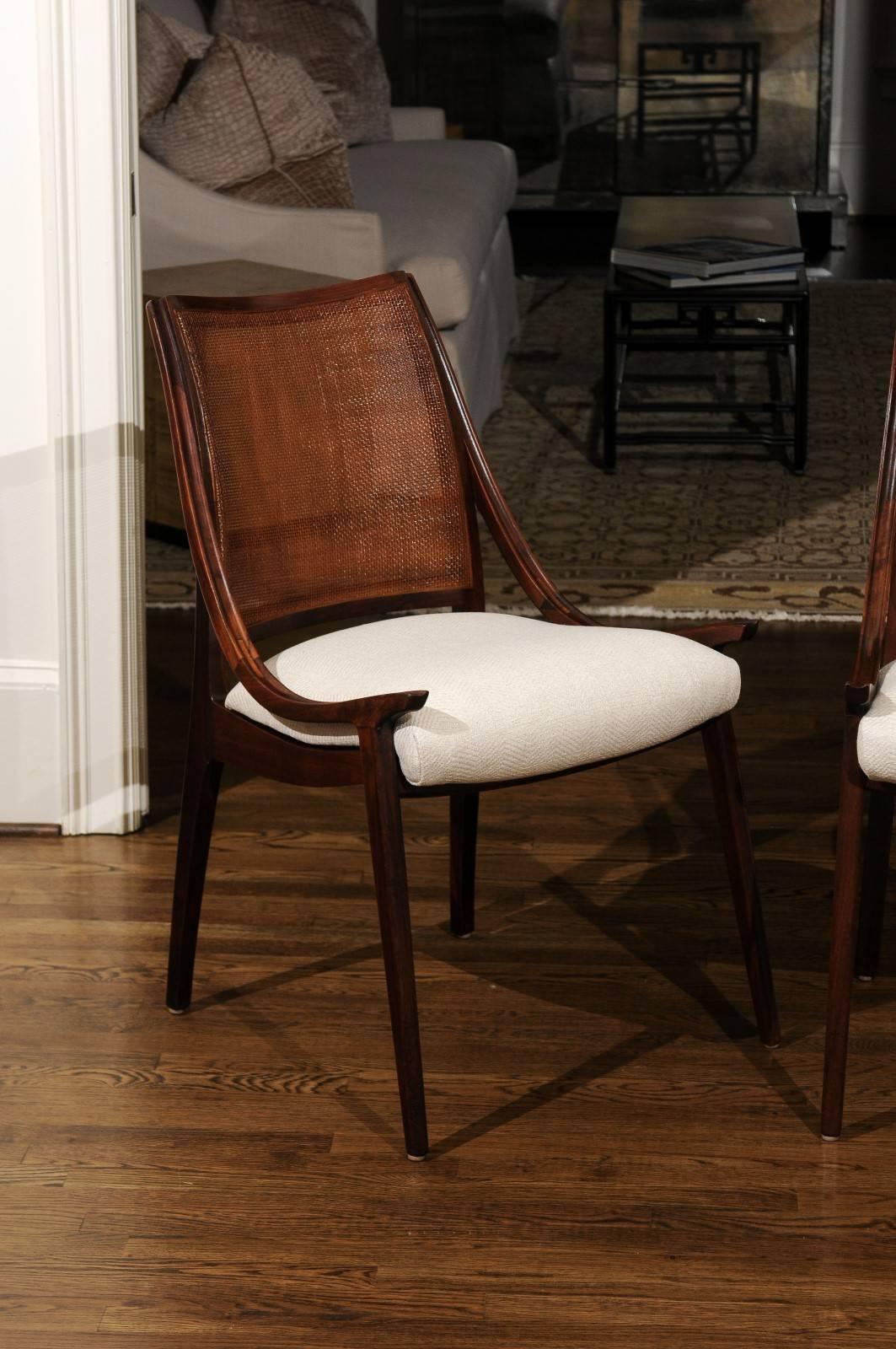 American Exquisite Set of Eight Cane Chairs by John Kapel for Glenn of California