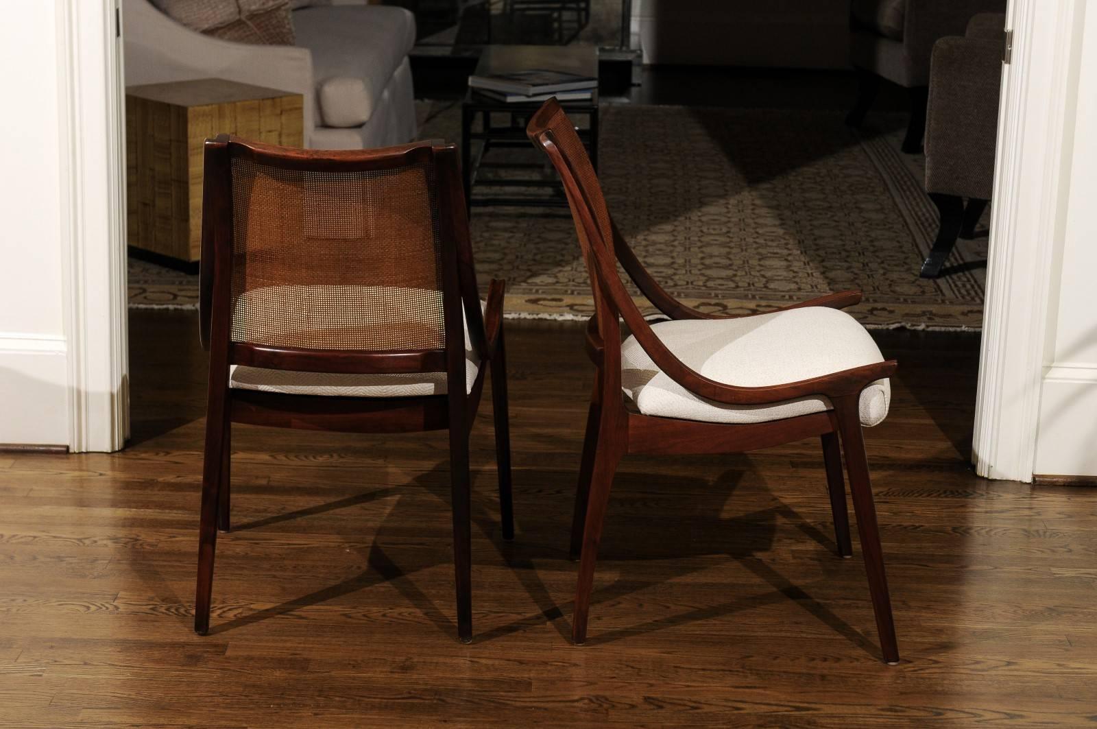 Exquisite Set of Eight Cane Chairs by John Kapel for Glenn of California 1