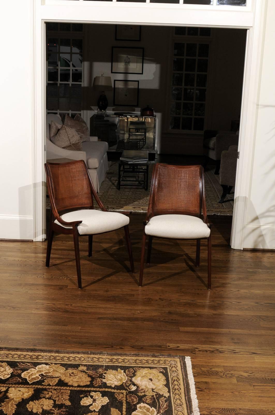 Mid-Century Modern Exquisite Set of Eight Cane Chairs by John Kapel for Glenn of California