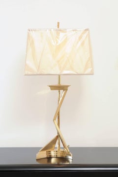Exquisite Pair of Modern Brass Lamps in the Style of Parzinger, circa 1960