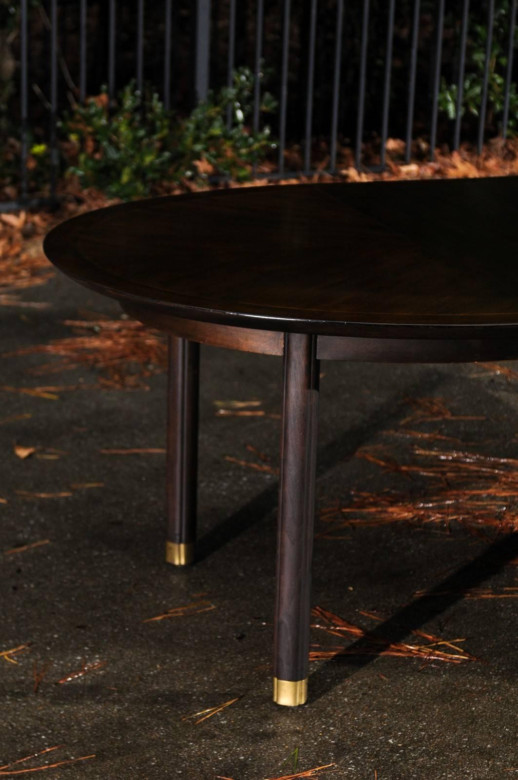 Mid-Century Modern Majestic Elliptical Walnut Dining Table by Michael Taylor for Baker, circa 1958 For Sale