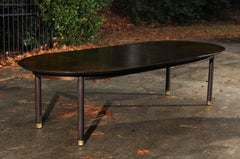 Majestic Elliptical Walnut Dining Table by Michael Taylor for Baker, circa 1958