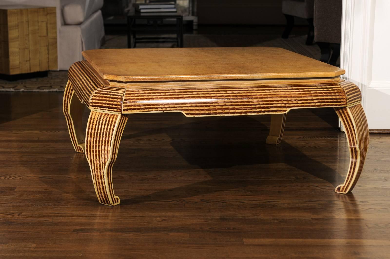 Exquisite Hand-Painted Coffee Table by Alessandro for Baker, circa 1985 In Excellent Condition For Sale In Atlanta, GA