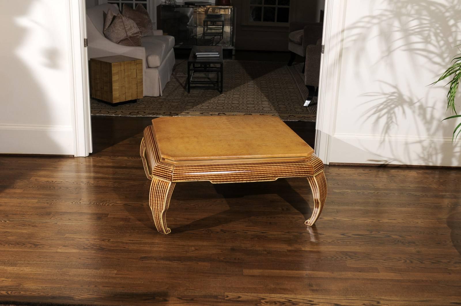 Hardwood Exquisite Hand-Painted Coffee Table by Alessandro for Baker, circa 1985 For Sale
