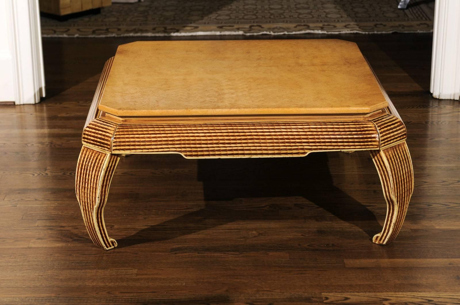 Mid-Century Modern Magnifique table basse peinte à la main d'Alessandro pour Baker, vers 1985 en vente