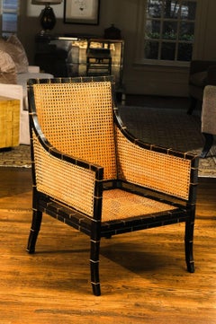 Beautiful Restored Pair of Large Scale Double-Sided Cane Club Chairs