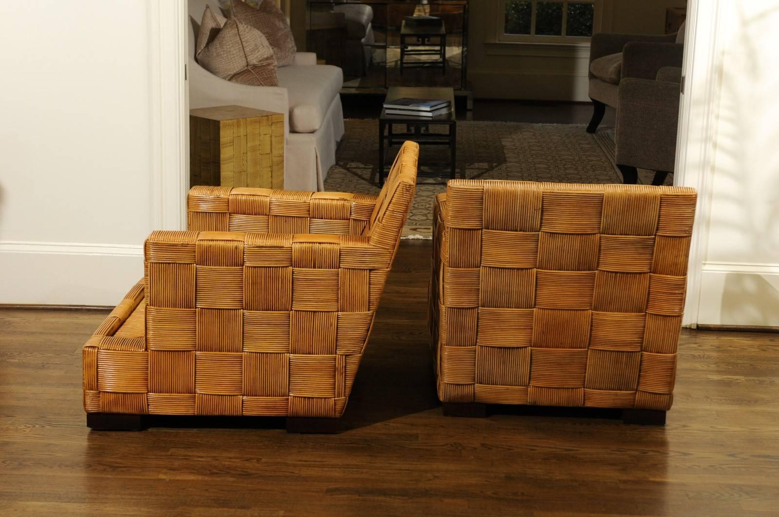 American Stunning Pair of Block Island Club Chairs by John Hutton for Donghia