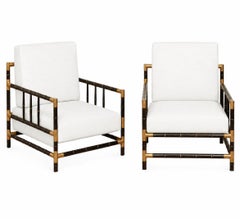 Elegante coppia di lettini in finto bambù e ottone vintage di Billy Haines
