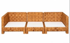 Radiant Restored Vintage Rfattan Cane Basketweave Parsons Sofa
