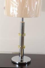 Paar Vintage-Lampen im Jansen-Stil aus Chrom und Messing