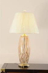 Stunning Pair of Blown Murano Lamps with Brass and Lucite Accents