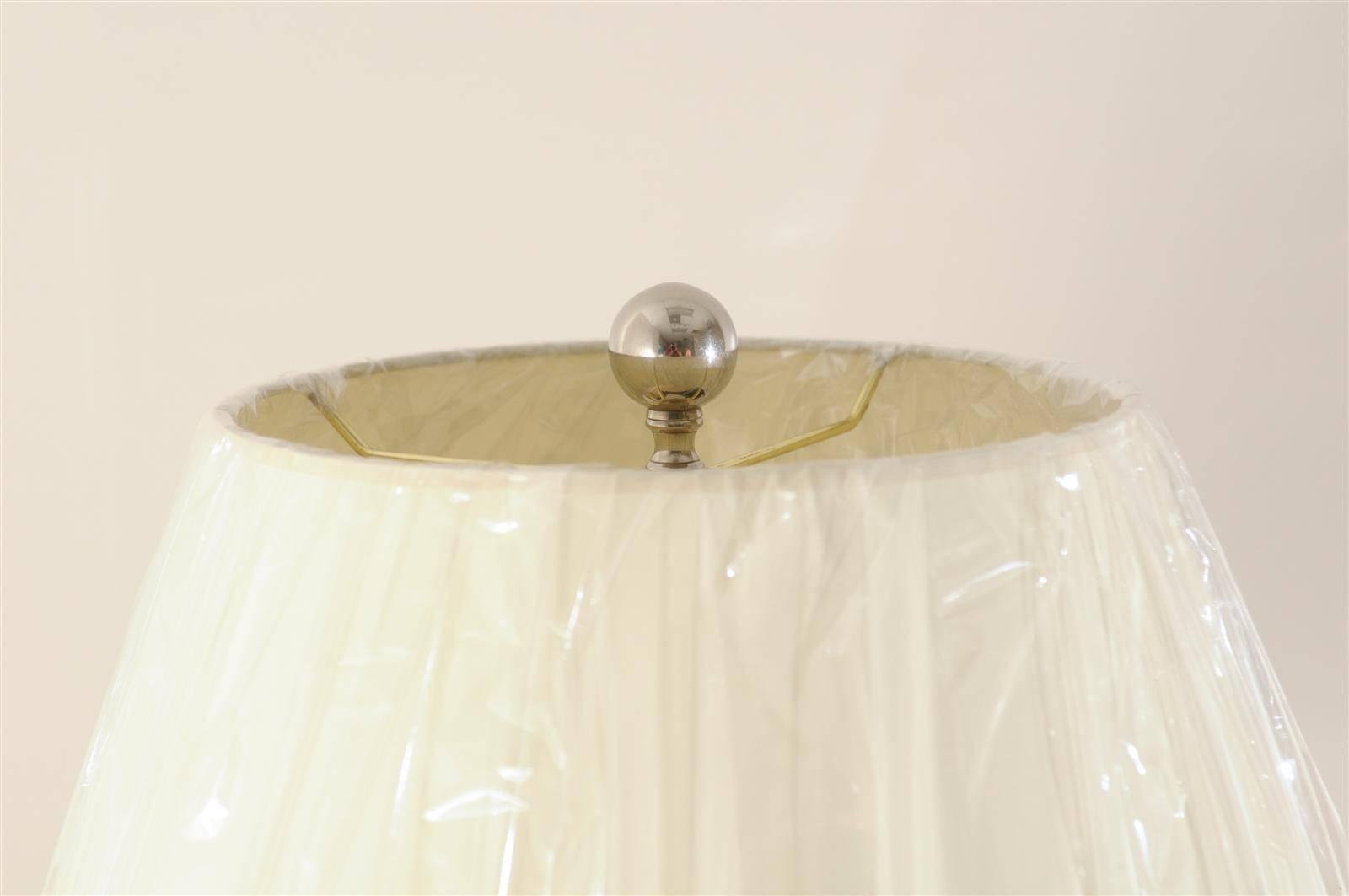 Unknown Vintage Pair of Mercury Glass Lamps with Lucite and Nickel Accents