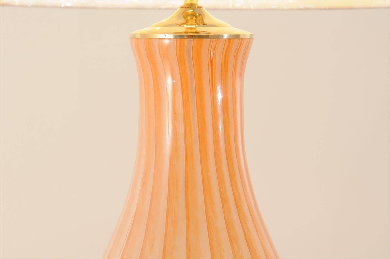 Fabulous Pair of Large-Scale Blown Murano Lamps In Excellent Condition For Sale In Atlanta, GA