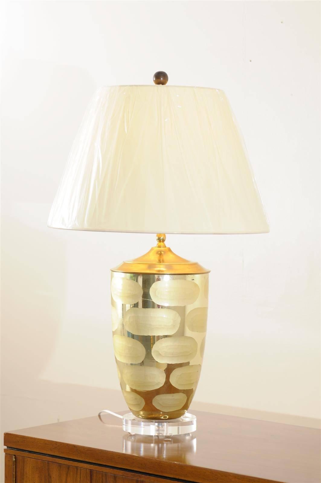 Late 20th Century Pair of Spotted Mercury Glass Lamps