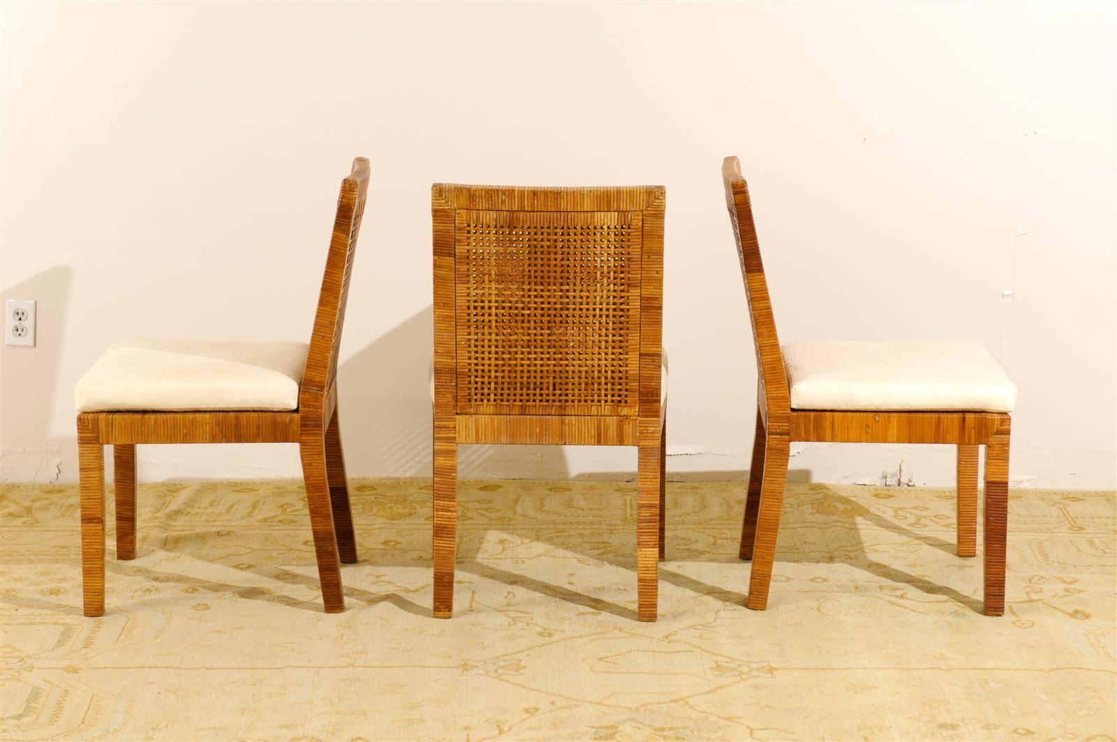 Rattan Set of Six Dining Chairs by Billy Baldwin for Bielecky Brothers